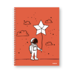Caderno Wire-o Capa Dura Rabisco - Coleção Astronauta (Diversos tamanhos) Vermelho