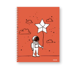 Caderno Wire-o Capa Dura Rabisco - Coleção Astronauta (Diversos tamanhos) Vermelho