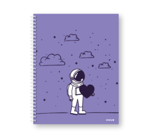 Caderno Wire-o Capa Dura Rabisco - Coleção Astronauta (Diversos tamanhos) Azul