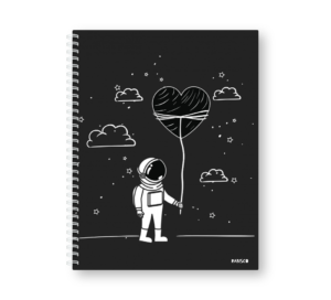 Caderno Wire-o Capa Dura Rabisco - Coleção Astronauta (Diversos tamanhos) Preto Coração
