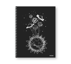 Caderno Wire-o Capa Dura Rabisco - Coleção Astronauta (Diversos tamanhos) Preto Planetas
